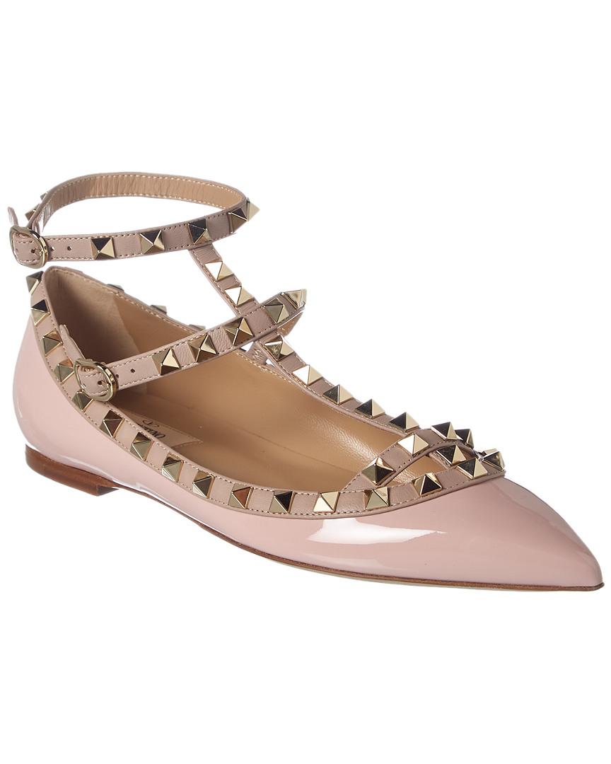 Valentino Leather Rockstud Caged Patent Ballerina in Pink - Lyst
