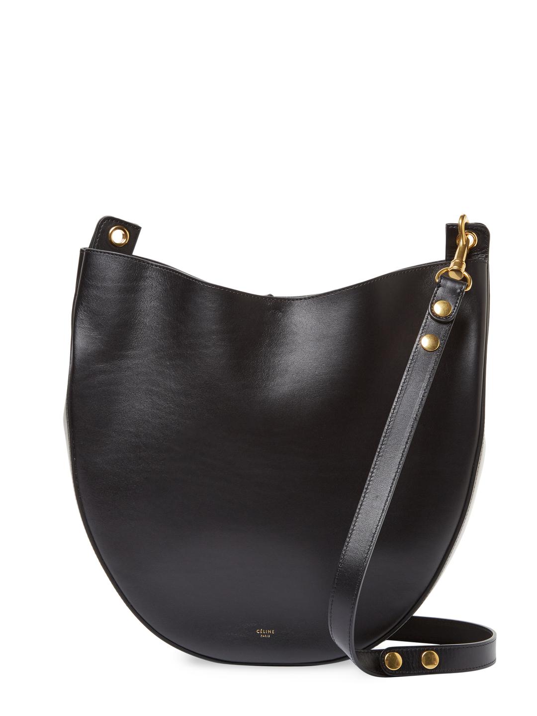 Celine Medium Calfskin Leather Hobo Bag in Black | Lyst Canada
