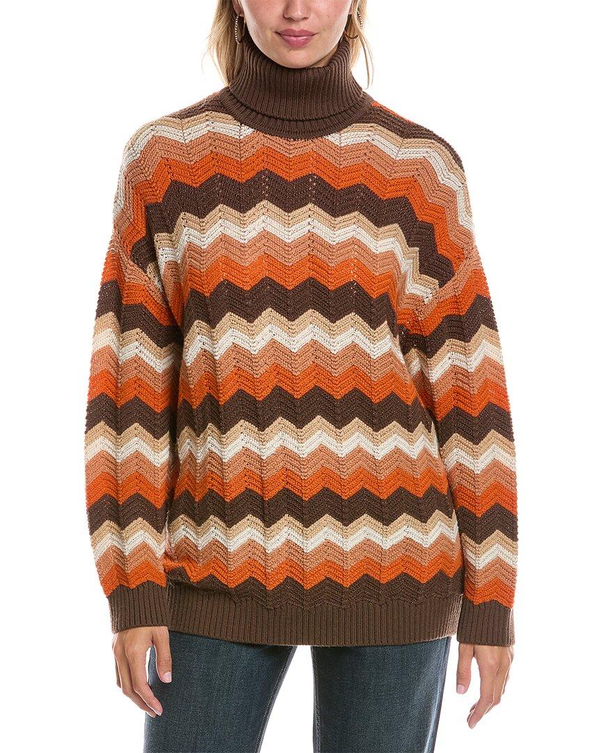 トップス MISSONI / rayon wool turtle neck sweater High-neck pullover in viscose and zigzag wool