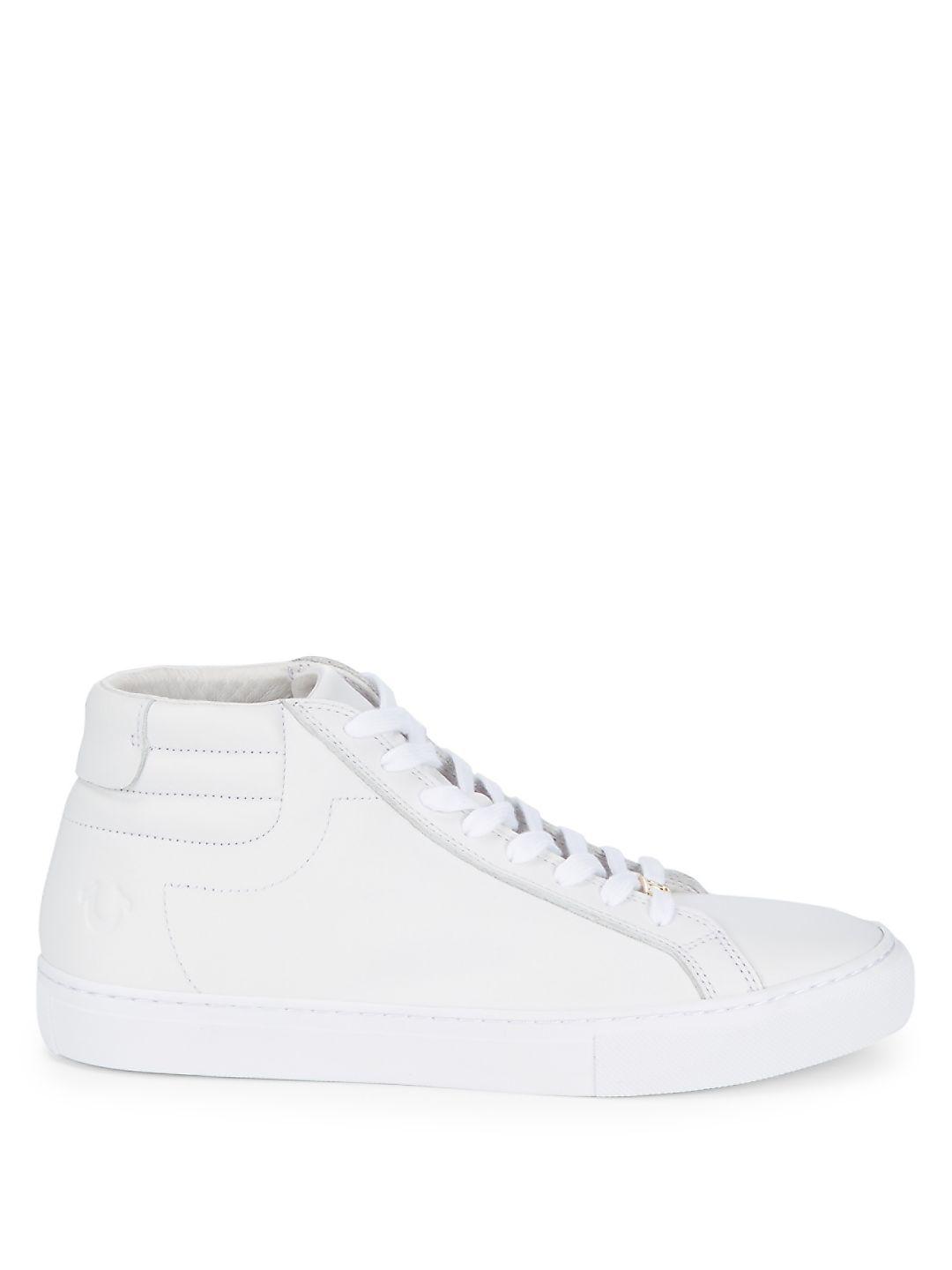 True Religion White Leather High Top Sneakers for Men | Lyst