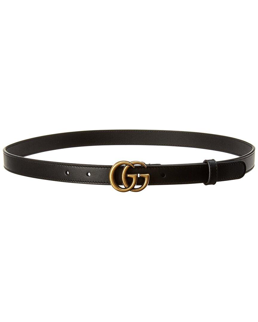 Gucci Double G Thin Leather Belt in Black | Lyst