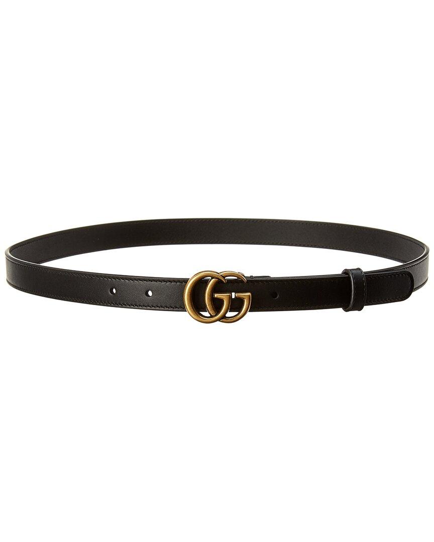 Double G Crystal Embellished Leather Belt in Black - Gucci