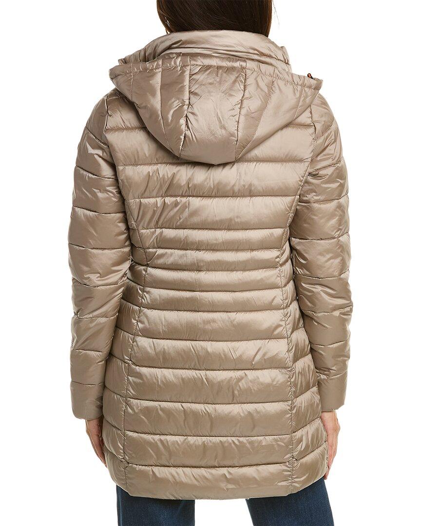 Reese Beige Quilted Nylon Long Ecological Down Jacket Save The Duck Woman