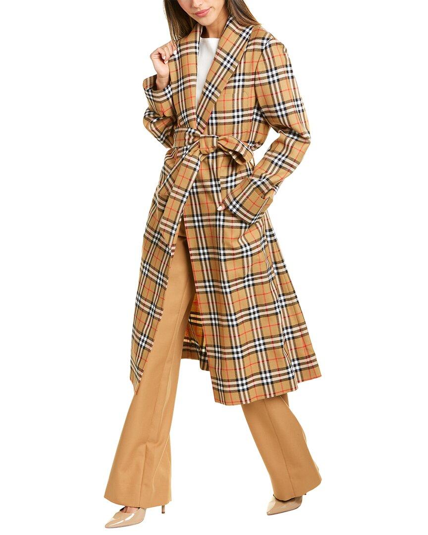 Burberry Reissued Vintage Check Wool Coat in Yellow | Lyst