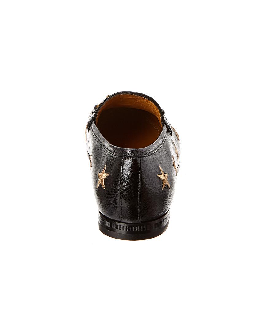 Gucci Jordaan Embroidered Bee Leather Loafer in Black Lyst