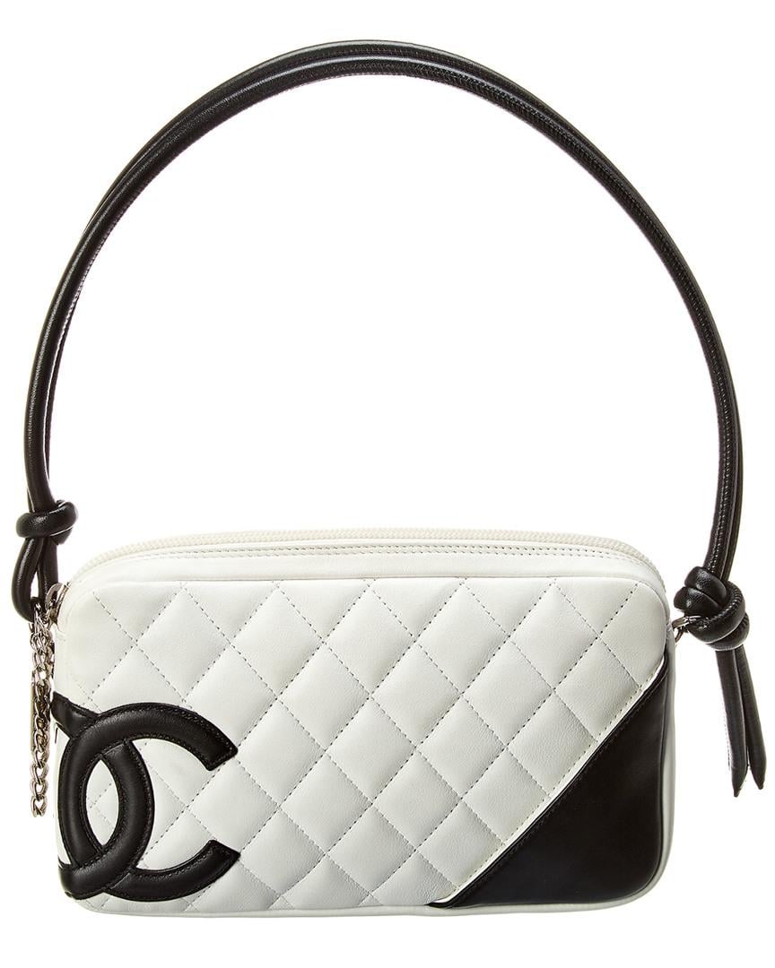 Chanel White/black Quilted Leather Ligne Cambon Pochette | Lyst