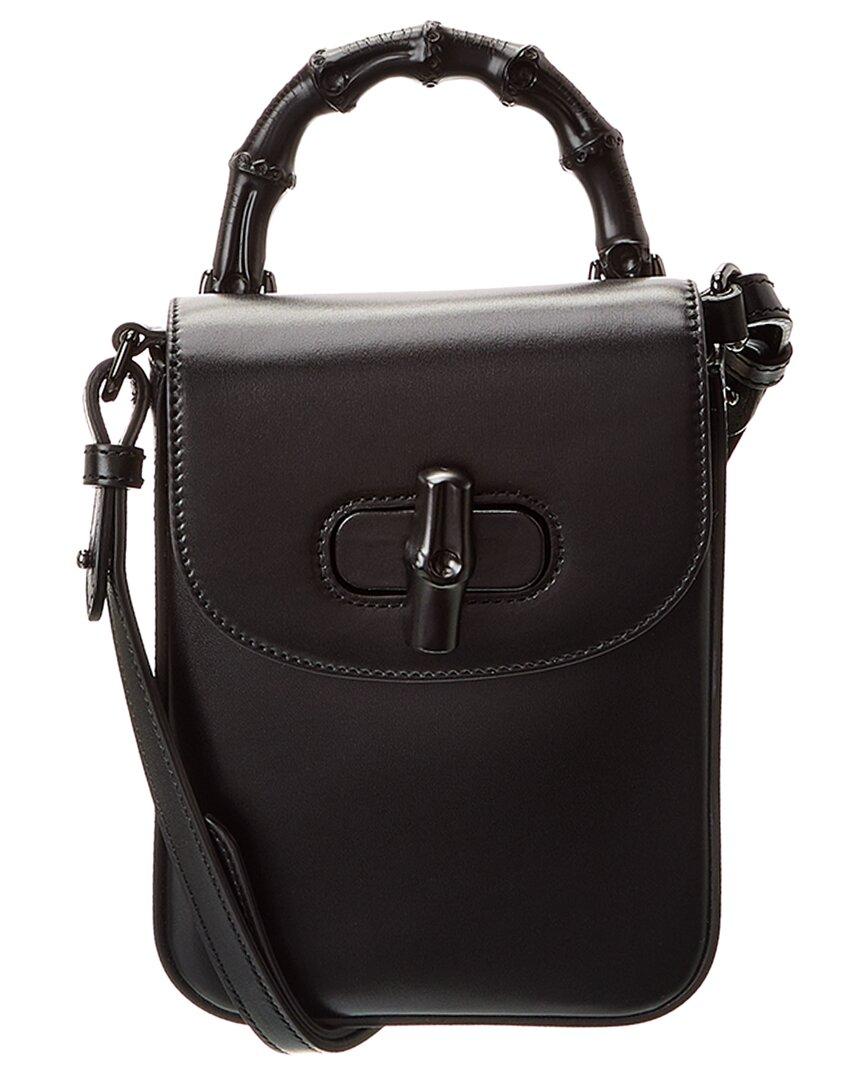 Gucci Leather Phone ポーチ gucci-Black-Bamboo-Mini-