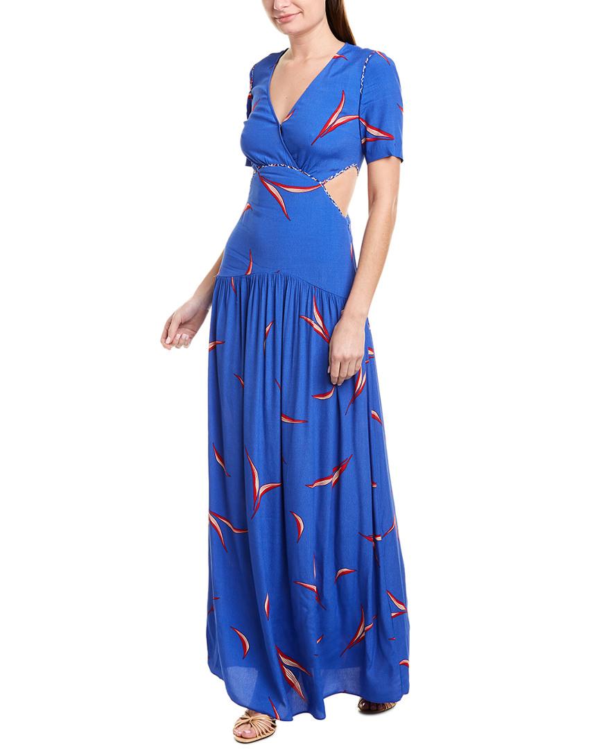 Ba&sh Tiana Cutout Leaf Print Maxi Dress in Blue | Lyst