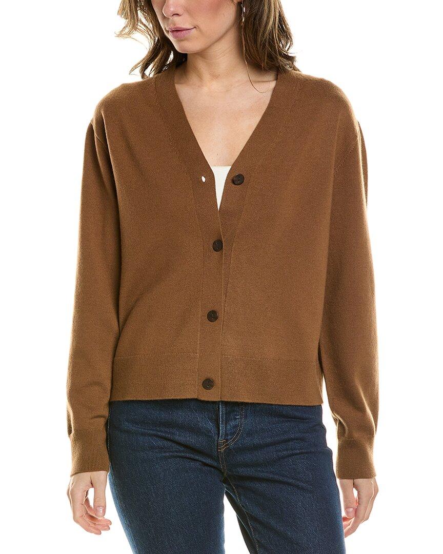 Vince High Button Wool Cashmere blend Cardigan in Brown Lyst