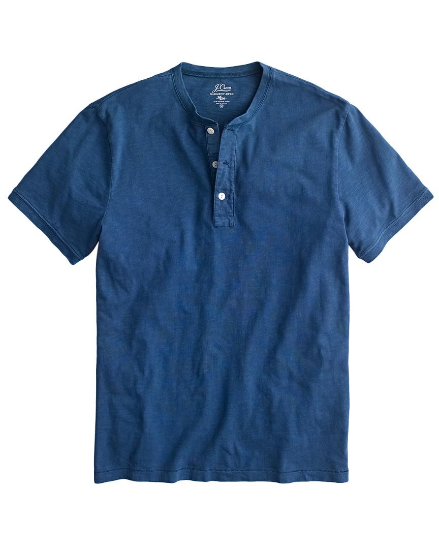 J.Crew Cotton Garment Dye Henley Shirt in Blue for Men Lyst