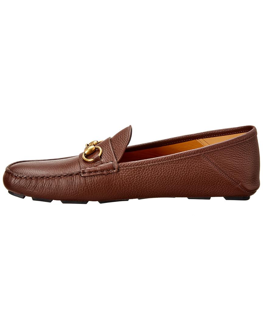 gucci leather driver with horsebit