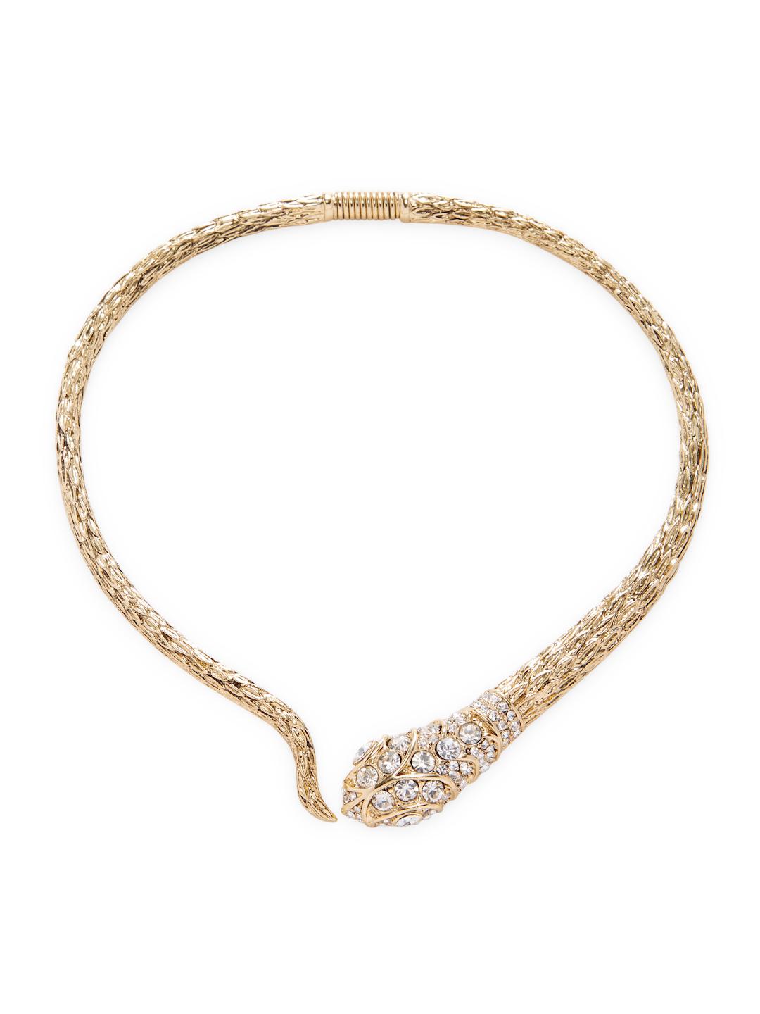 Gold Crystal Snake Collar Necklace 