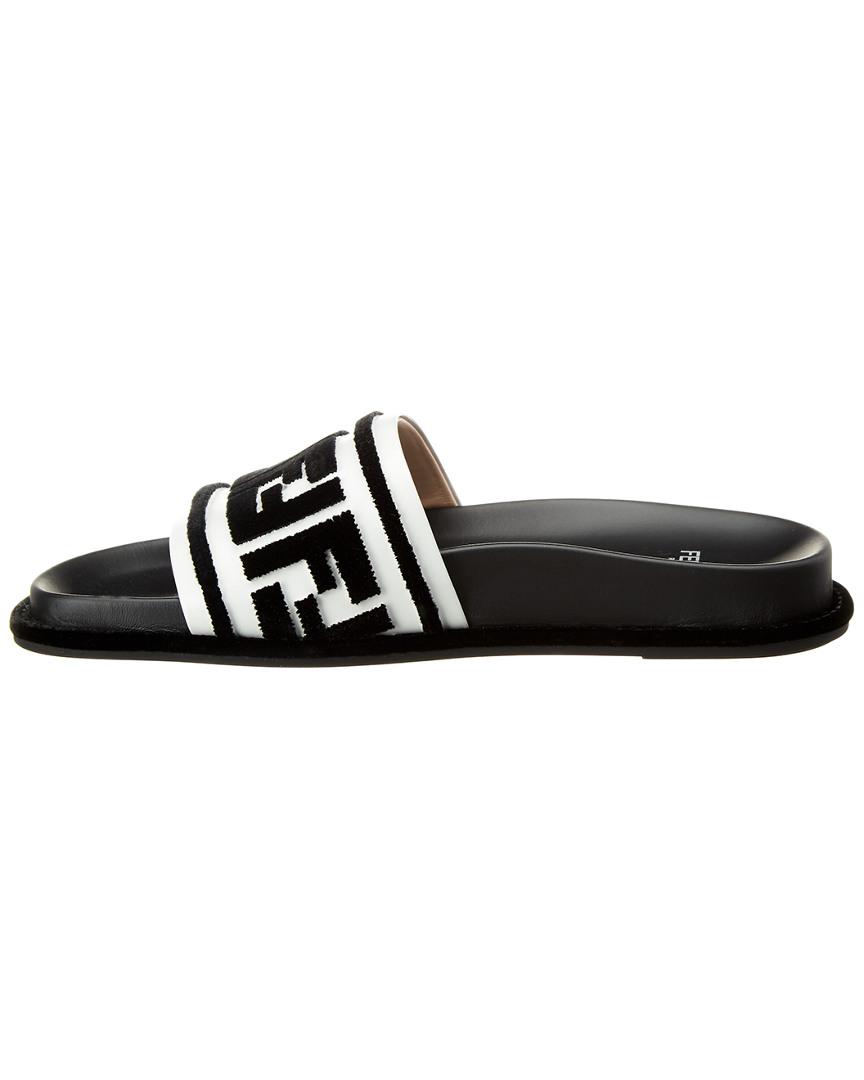 fendi black and white slides