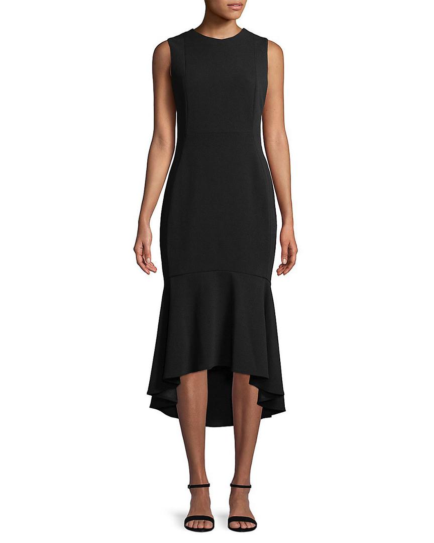Calvin klein ruffle dress black Clearance