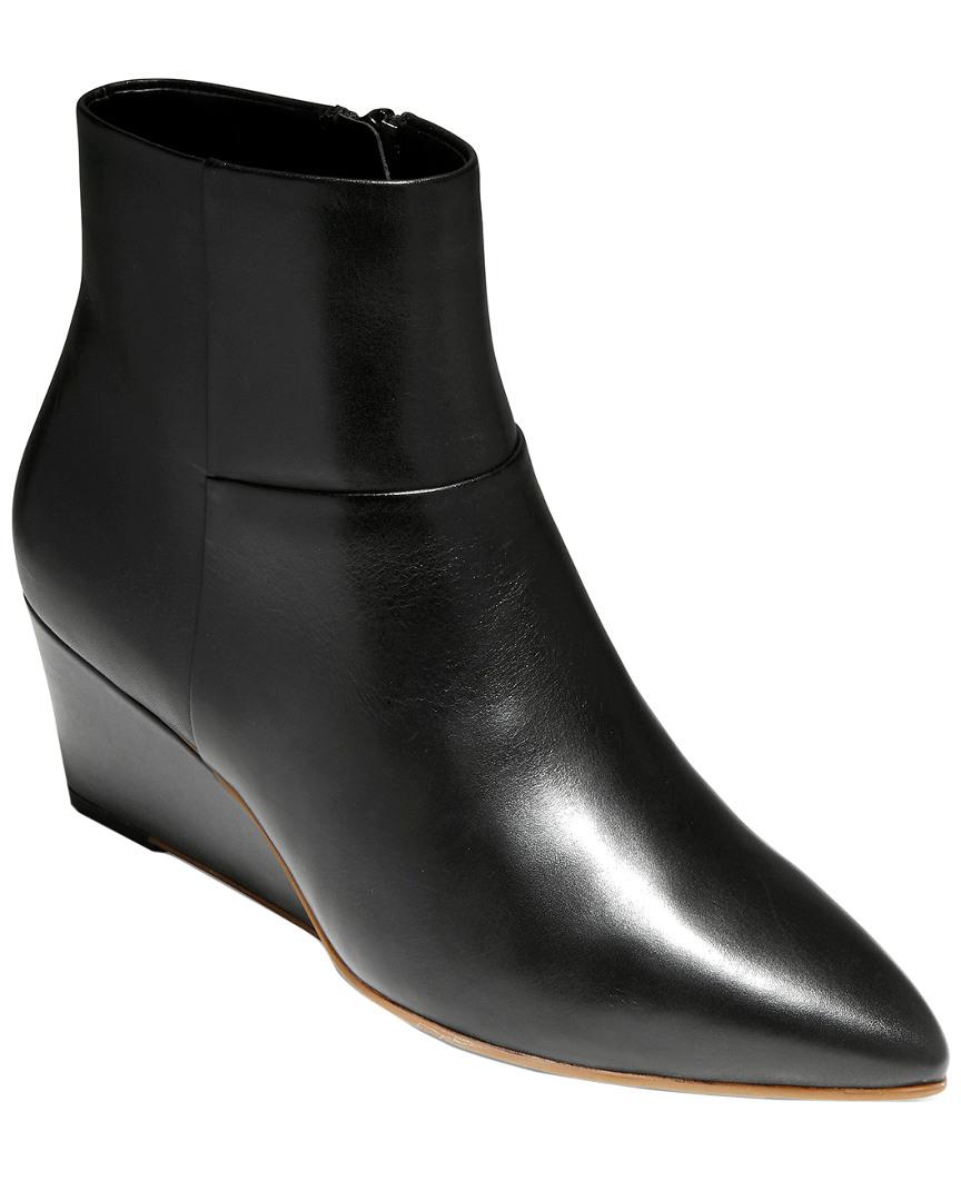 leather wedge bootie