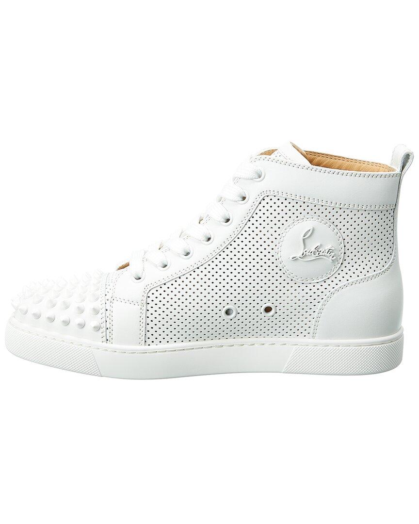 Christian Louboutin Lou Spikes Leather High-top Sneaker in White