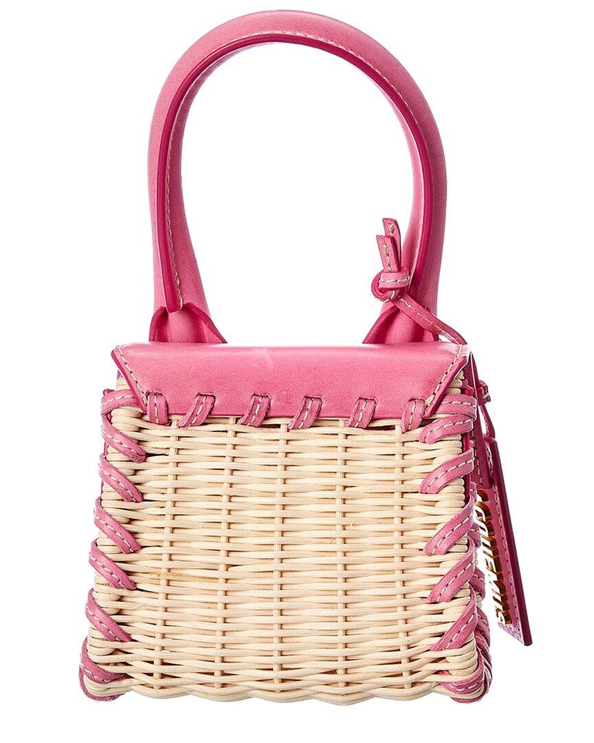 Jacquemus Le Chiquito Mini Straw & Leather Shoulder Bag in Pink | Lyst