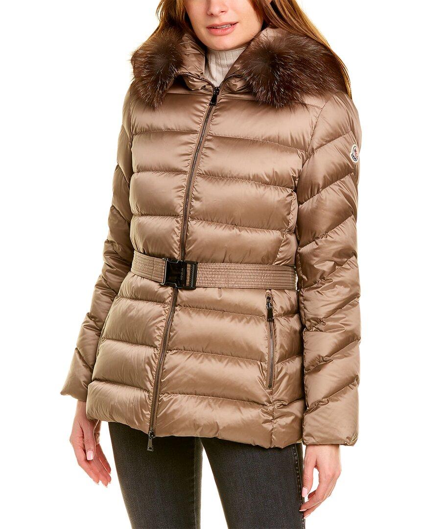 Moncler Synthetic Short Down Jacket in Brown | Lyst