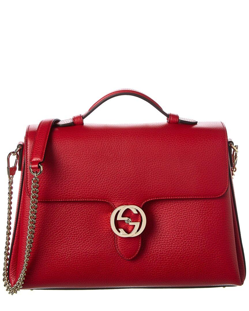 Gucci Interlocking G Leather Shoulder Bag in Red Lyst UK