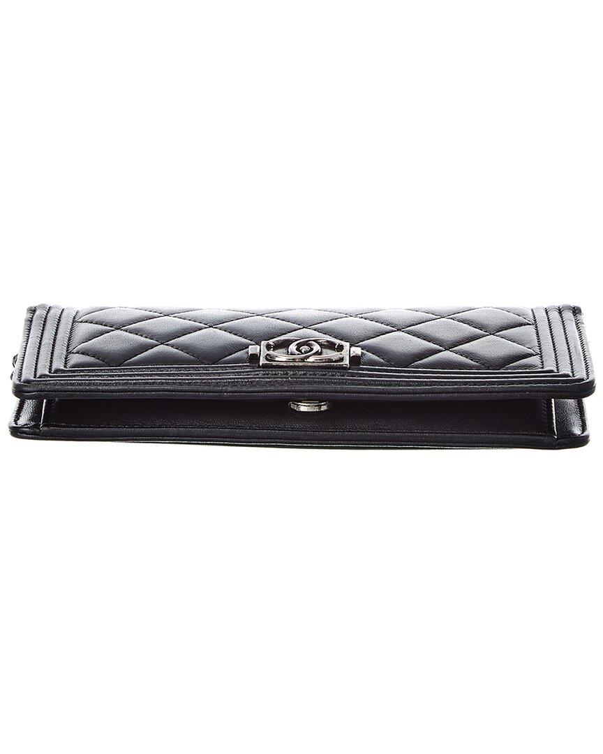 New 18P Chanel Black CC Double Zip Clutch Wallet on Chain WOC Bag