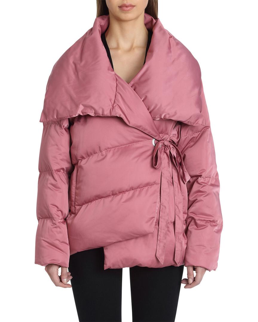 wrap collar puffer coat
