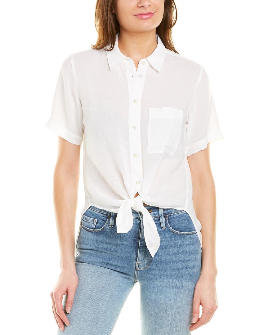 Theory Hekanina Linen-Blend Tie-Front Shirt