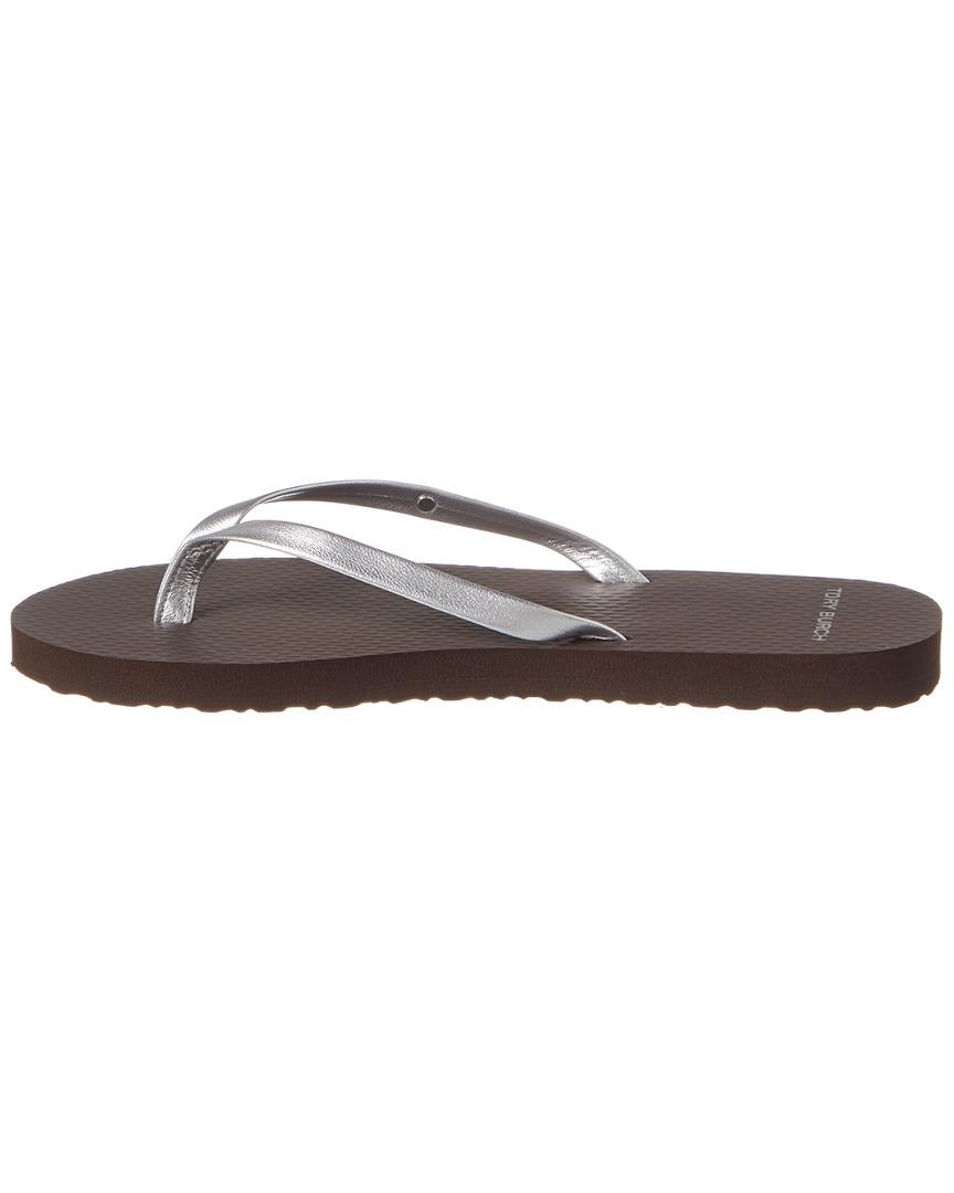 tory burch metallic leather flip flop