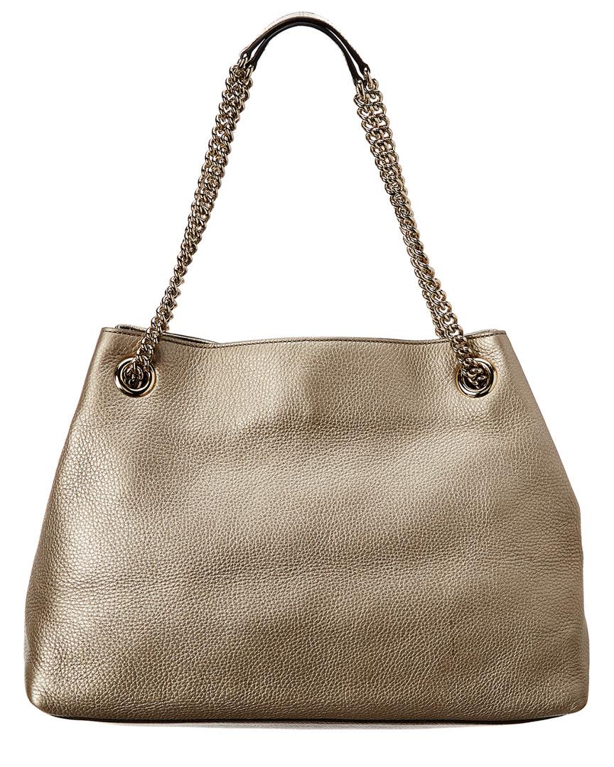 Gucci Gold Leather Chain Soho Bag in Metallic