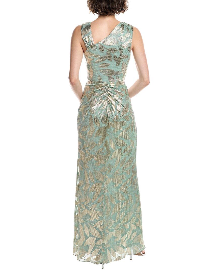 Adrianna Papell Foil Asymmetric Gown in Green