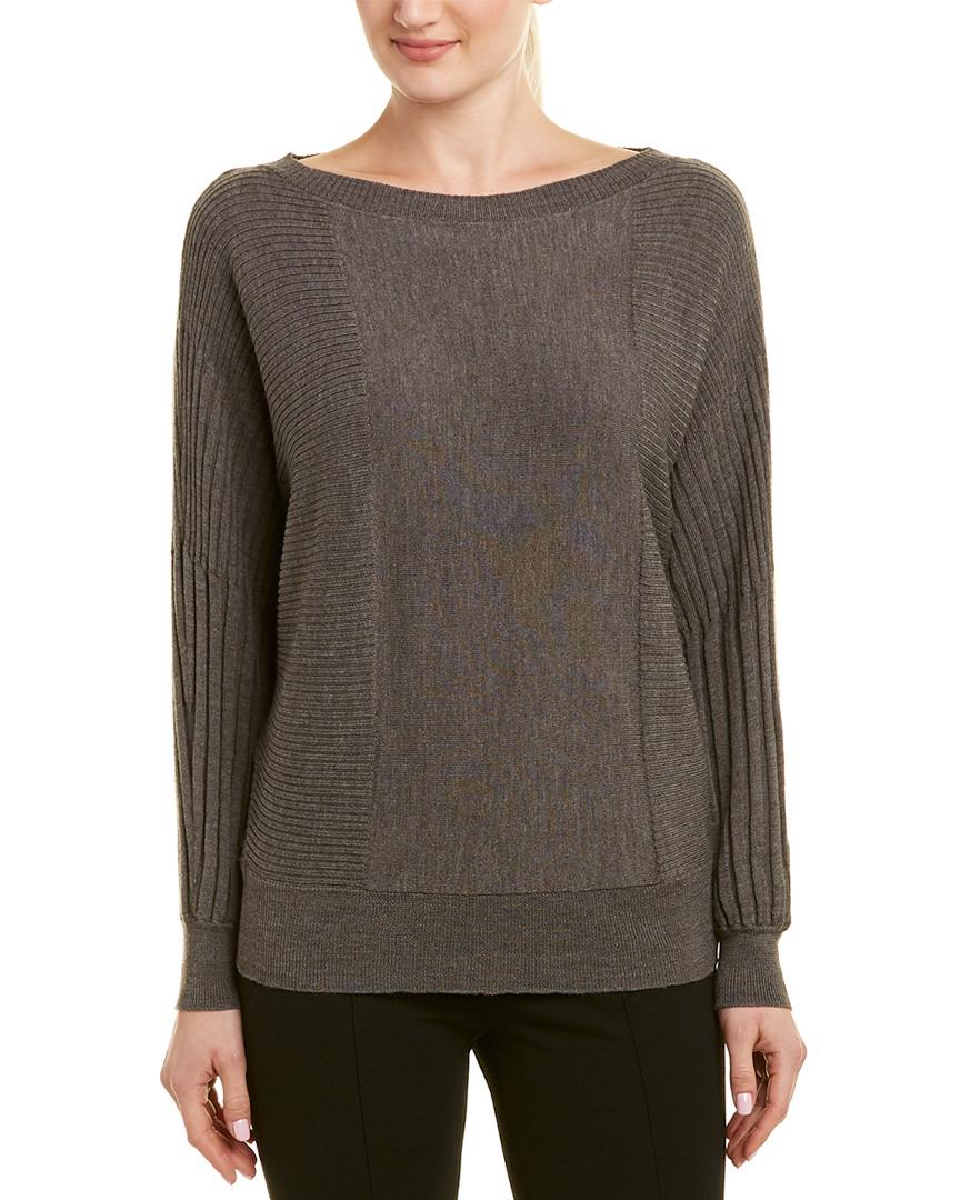 Lafayette 148 New York Ribbed Wool Sweater in Grey (Gray) - Lyst