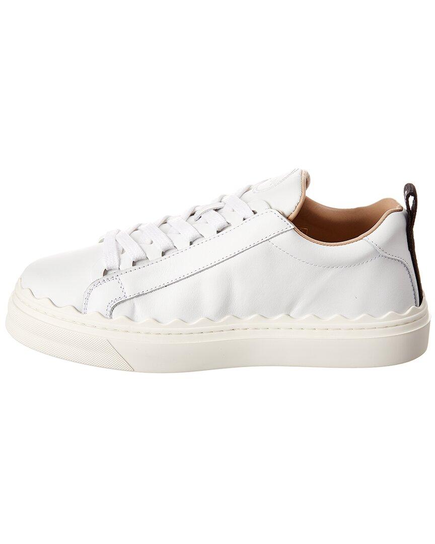 Chloé Lauren Scalloped Leather Sneaker in White | Lyst