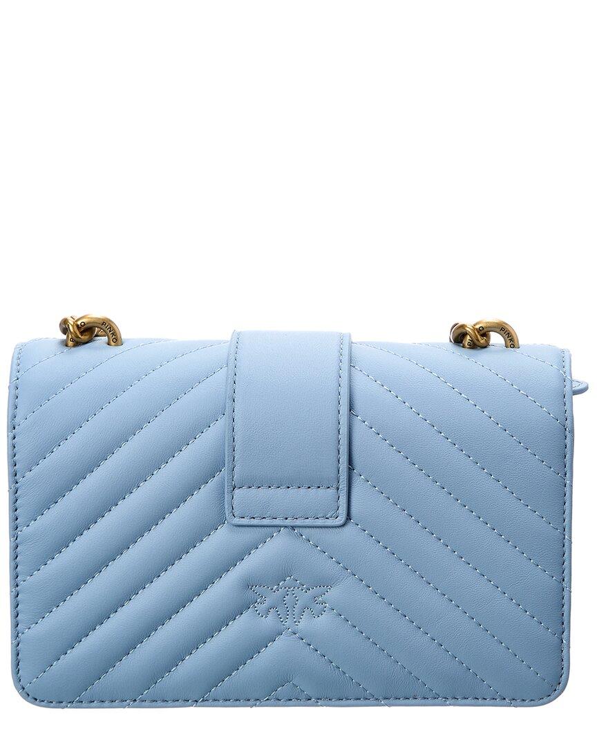 Pinko Love Mini Icon V Leather Shoulder Bag in Blue | Lyst