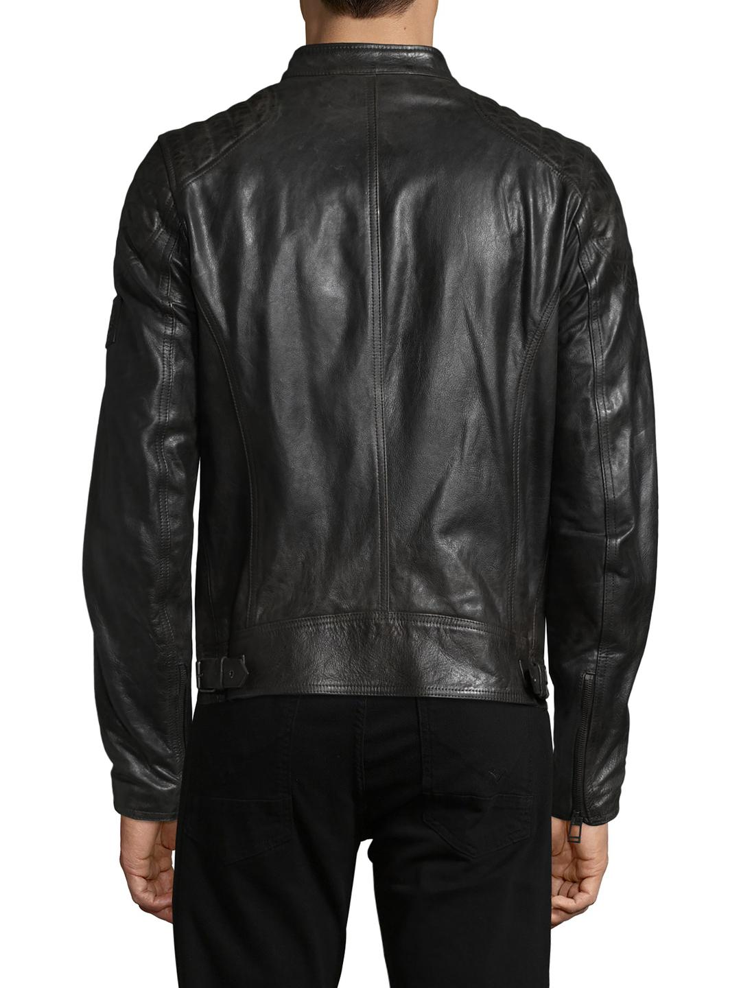 Belstaff Belt Buckle Hem Leather Jacket in Vintage Black (Black) for ...