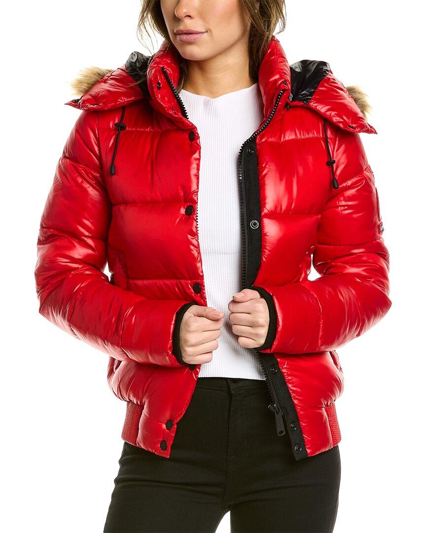 Superdry High Shine Toya Bomber Jacket in Red | Lyst