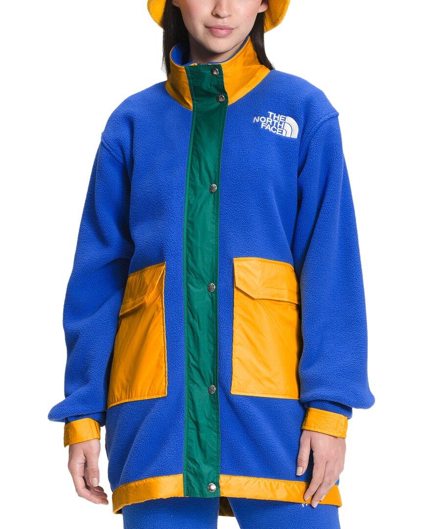 The North Face Color Block Fleece Long Jacket in Blue | Lyst