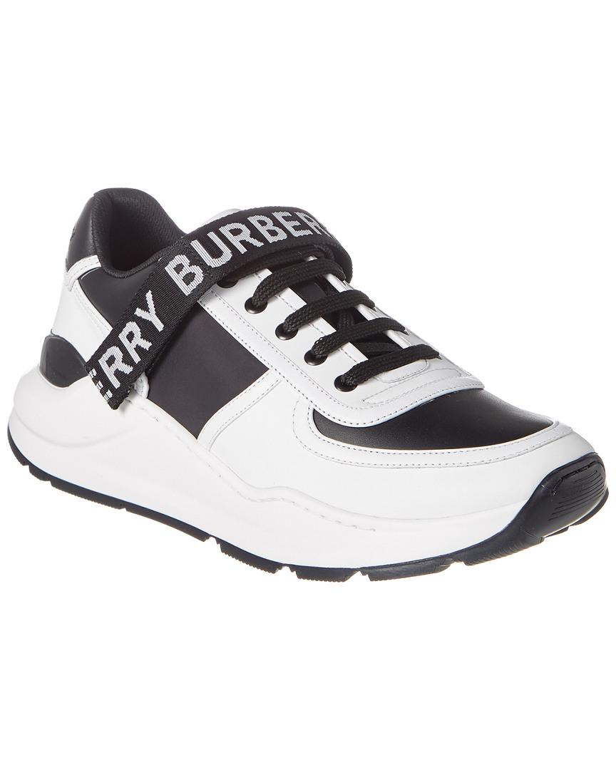 Burberry Logo Detail Leather And Nylon Sneakers in Black for Men 