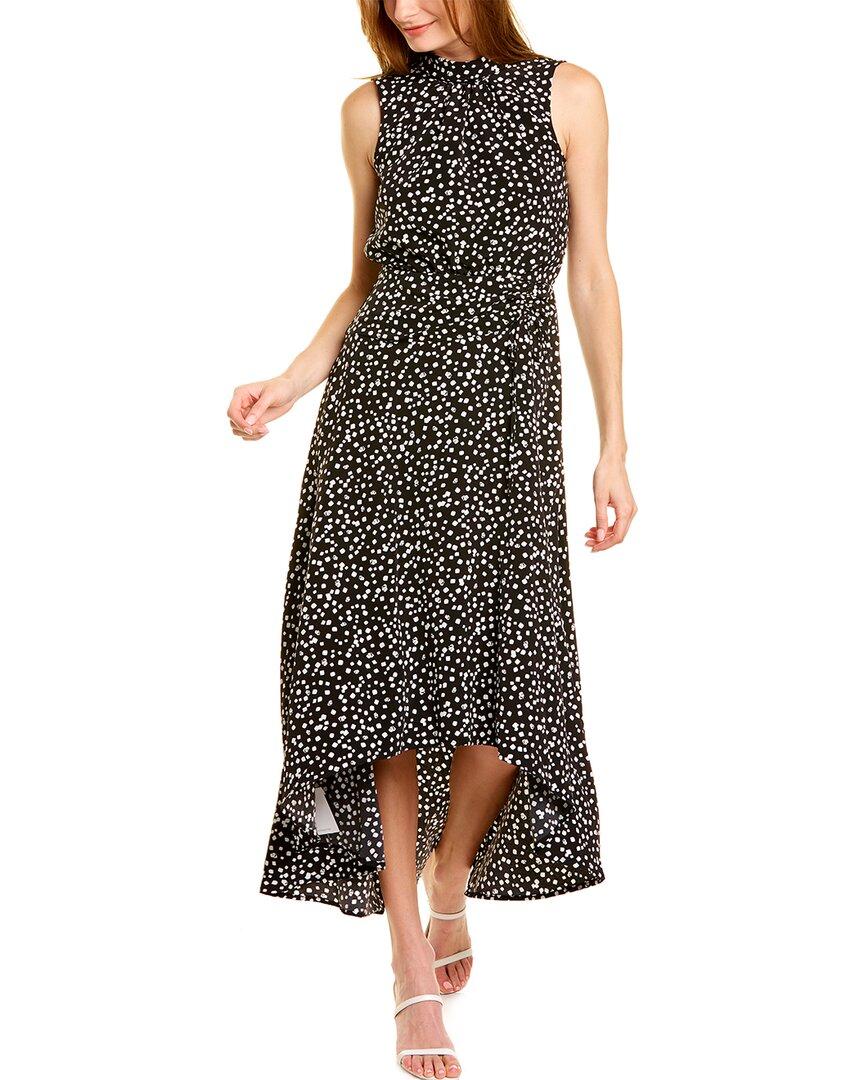 Karl Lagerfeld Printed Mock Neck Maxi Dress in Black | Lyst