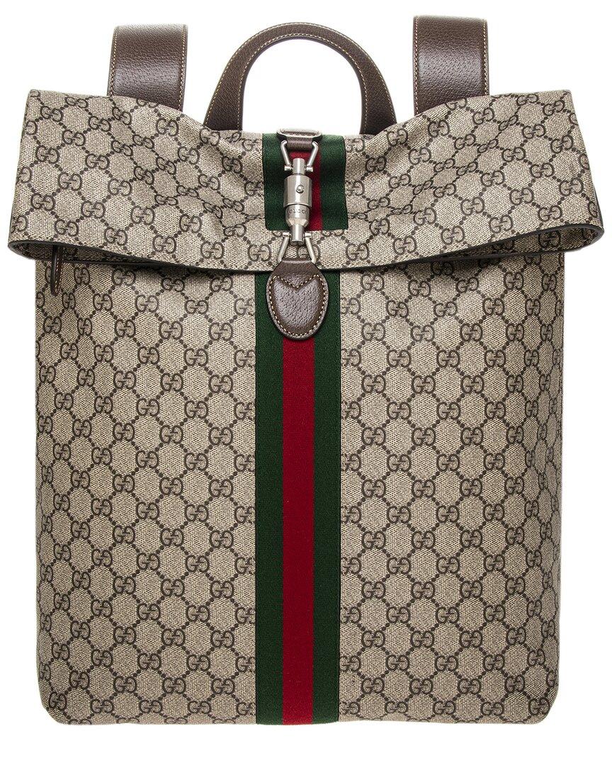Jackie Gg Logo Guccissima Leather Backpack Gucci Beige/Brown GG Canvas And Leather Jackie Backpack  main image 3