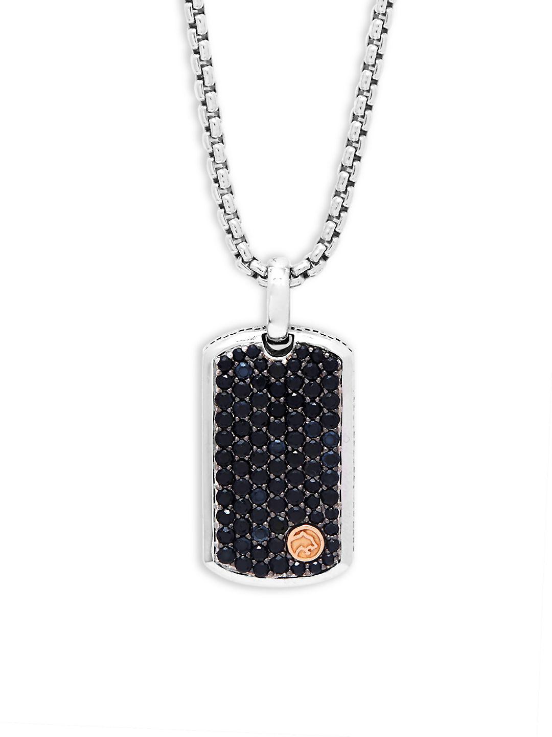 Effy Black Sapphire, Sterling Silver And 18k Rose Gold Pendant 