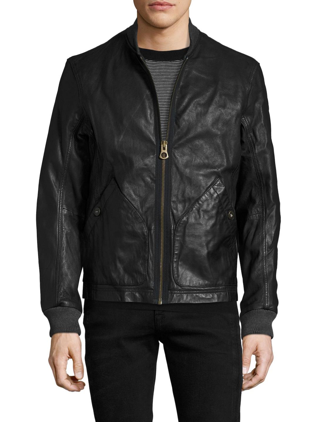 Timberland Mount Webster Leather Bomber Jacket in Black for Men - Lyst