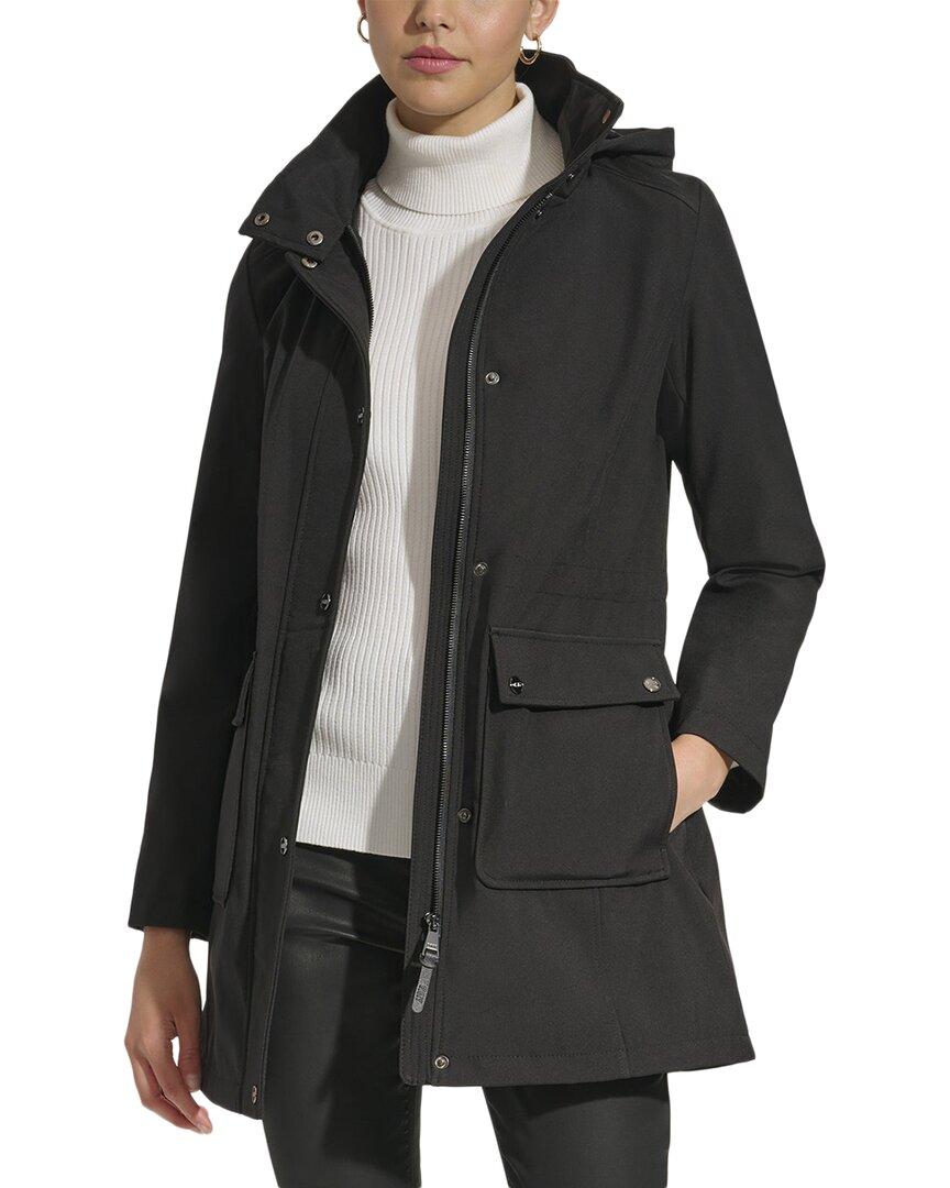 DKNY Hooded Softshell Jacket in Black Lyst
