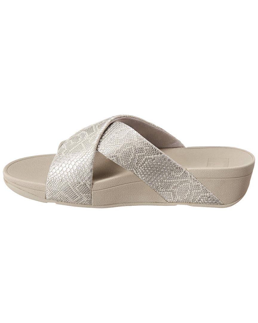 Fitflop Lulu Python Print Leather Slide in White - Lyst