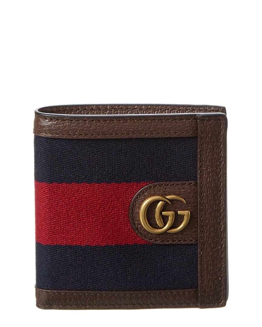 Gucci Web Double G Leather Card Case in Red for Men