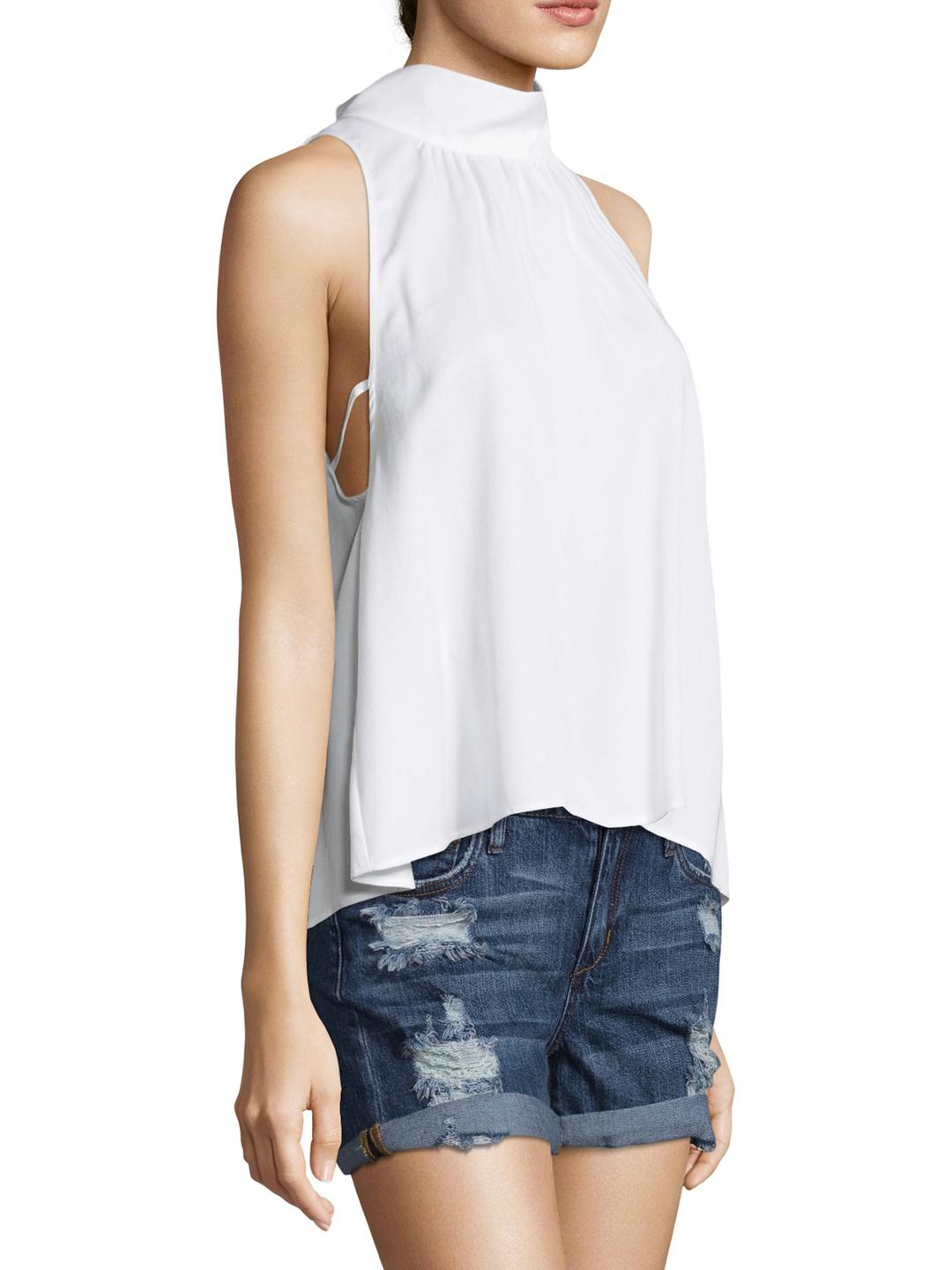 Free People Womens Palm Breeze Mock-Neck Sleeveless Blouse Top