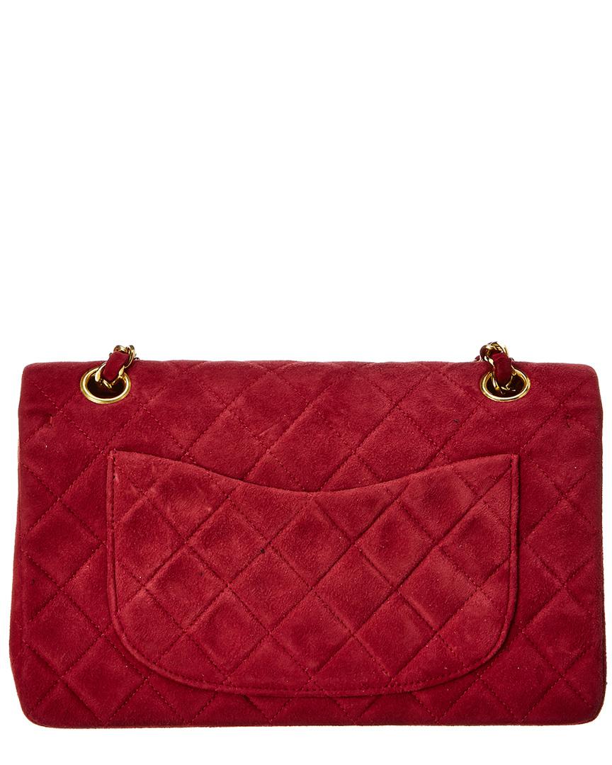 Chanel Red Quilted Suede Small Double Flap Bag | Lyst