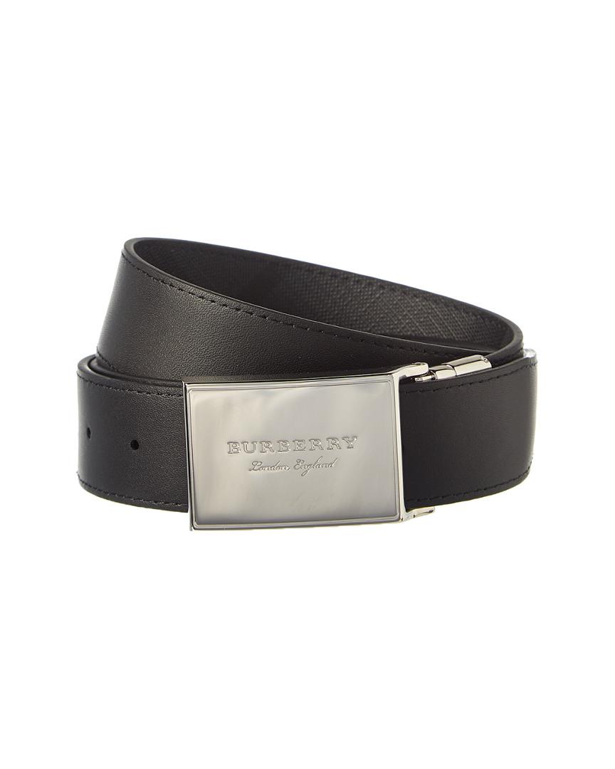 Burberry London Check George Reversible Leather Belt in Black for Men ...