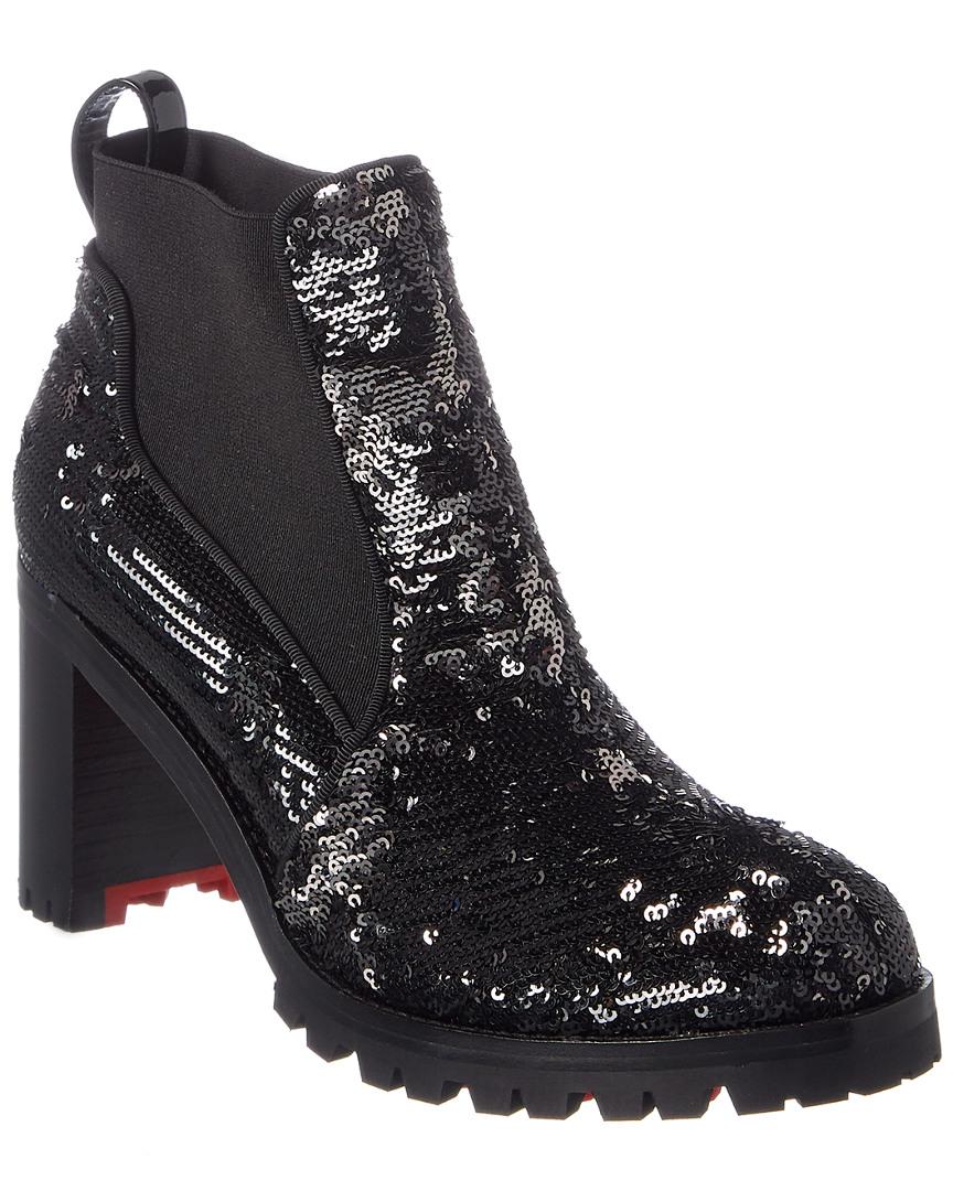 Christian Louboutin Leather Marchacroche 70 Sequin Ankle Boot in Black |  Lyst