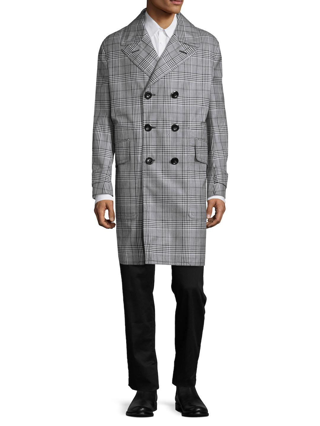 Tom Ford Wool Plaid Top Coat in Gray for Men - Lyst