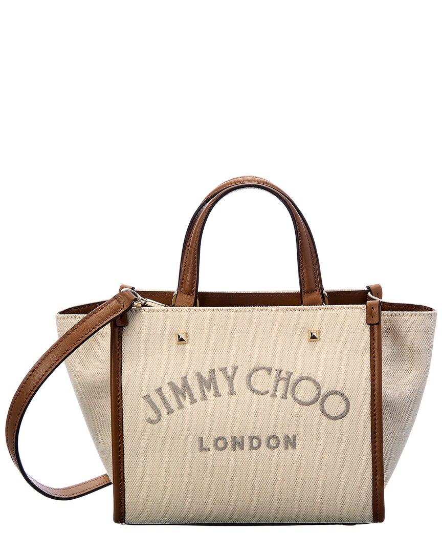 Jimmy Choo Varenne London Embroidery Logo Canvas & Leather Tote in ...