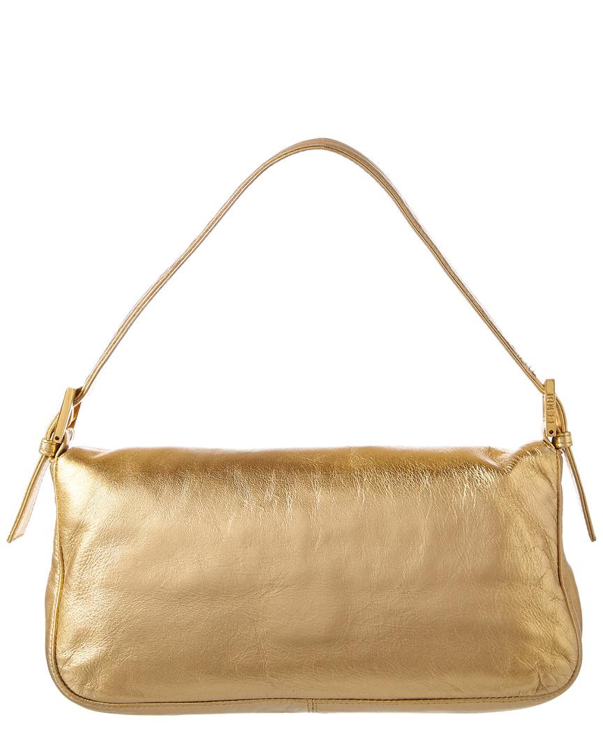 Authentic Fendi Metallic Baguette Bag Gold